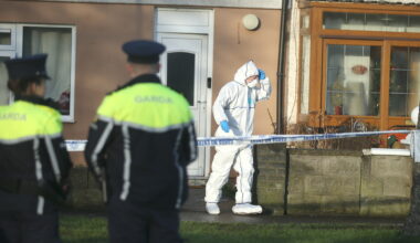 The scene at the twins' home in Castle Park, Tallaght, Dublin, on the day of the stabbing in December 2023. File picture: Stephen Collins