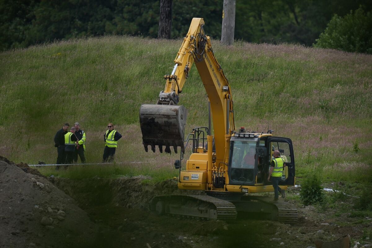 The scene at an area of open ground in Co Wicklow, near the border with Co Kildare, where gardaí are conducting a search. Picture: Niall Carson/PA Wire
