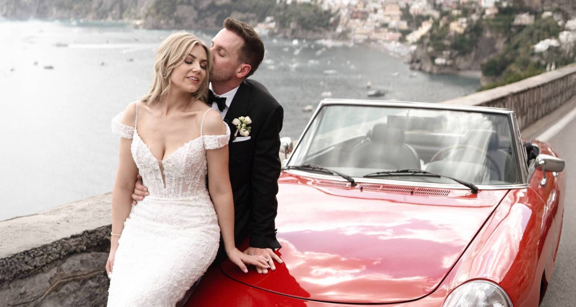 Aisling Roche and her husband Byron Callaghan on their wedding day in Italy.