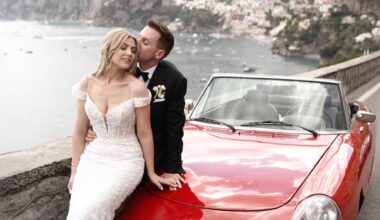 Aisling Roche and her husband Byron Callaghan on their wedding day in Italy.