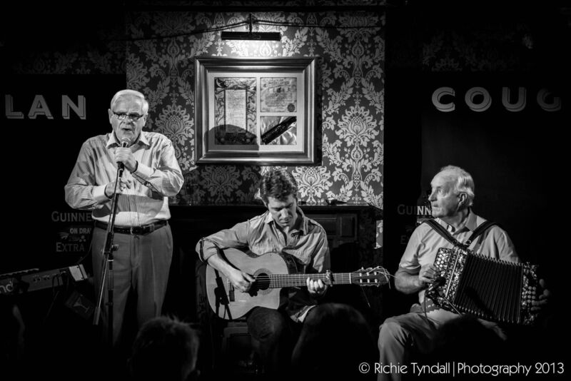 Traditional Irish singing legend, Seán Ó Sé performs with friends during a special concert in Coughlan's pub in Cork