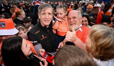 ORANGE WARNING: Armagh manager Kieran McGeeney with Armagh supporters. Pic: Ben McShane/Sportsfile