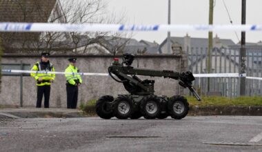 A 2015 file photo of gardaí supervising the removal of a suspect device by the Defence Force’s Explosive Ordnance Disposal unit. The device found in Bandon on Thursday was found at the home of a man who develops accommodation for asylum seekers. File picture: Jim Coughlan