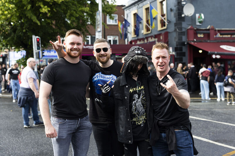 Matthew Boyle, Owen Convery, Arron and Dean McCarthy on their way to the gig. Picture: Sam Boal/Collins Photos