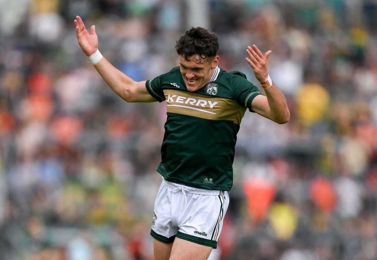 David Clifford pumps up the Kerry contingent. Picture: Brendan Moran/Sportsfile