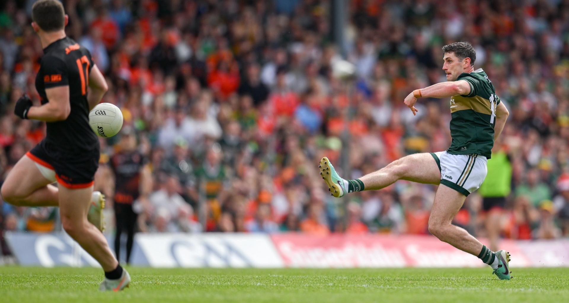 FINESSE: Paul Geaney buries Kerry's second green flag at Fitzgerald Stadium. Picture: Brendan Moran/Sportsfile