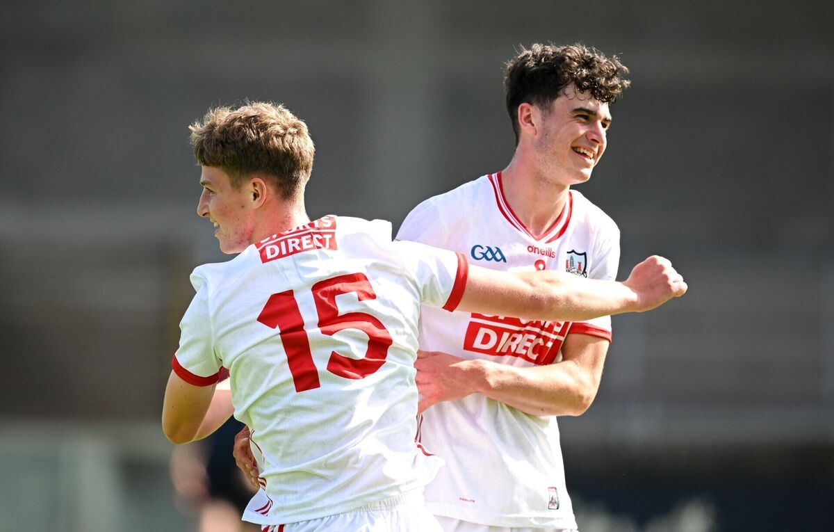 Cork players Donal Herlihy, left, and Kieran O'Shea celebrate after their side's victory. Picture: Sam Barnes/Sportsfile