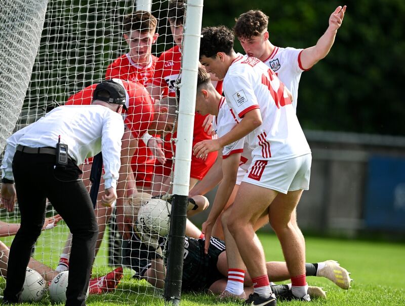 Derry goalkeeper Michael Doherty makes a save against Cork. Picture: Sam Barnes/Sportsfile