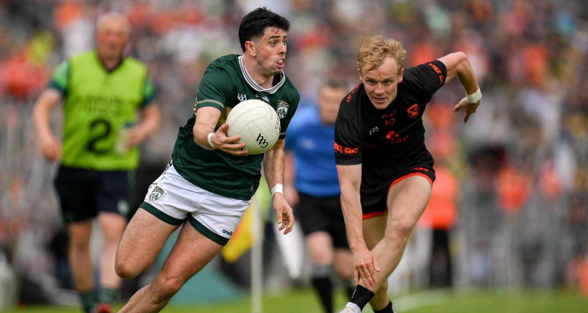 Dylan Geaney leaves Cian McConville for dead. Picture: Brendan Moran/Sportsfile