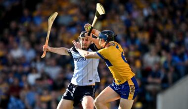 Ronan Hayes of Dublin in action against David McInerney. Picture: David Fitzgerald/Sportsfile