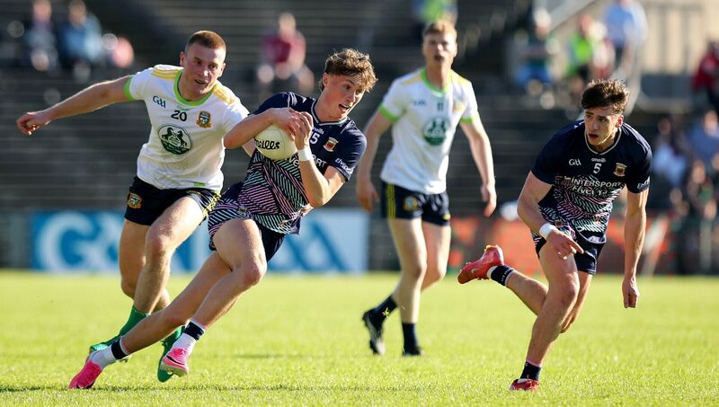 Mayo’s Kobe McDonald in action against Jack Flynn of Meath. Picture: Ryan Byrne/INPHO