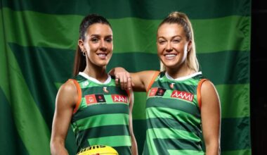 Erika O'Shea (North Melbourne) and Carla Rowe (Collingwood) are both part of the Irish squad for the AFLW game against Australia on August 1. Pic: AFL Photos