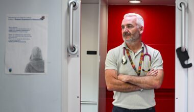 Dr Enda Barron, GP and clinical lead with the Safetynet Homeless Primary Care team, inside the organisation’s mobile medical clinic outside The Lighthouse Café in Dublin. Pictures: Chani Anderson