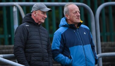 Brian Cody and  Michael Dempsey together in 2022. Photo by Piaras Ó Mídheach/Sportsfile