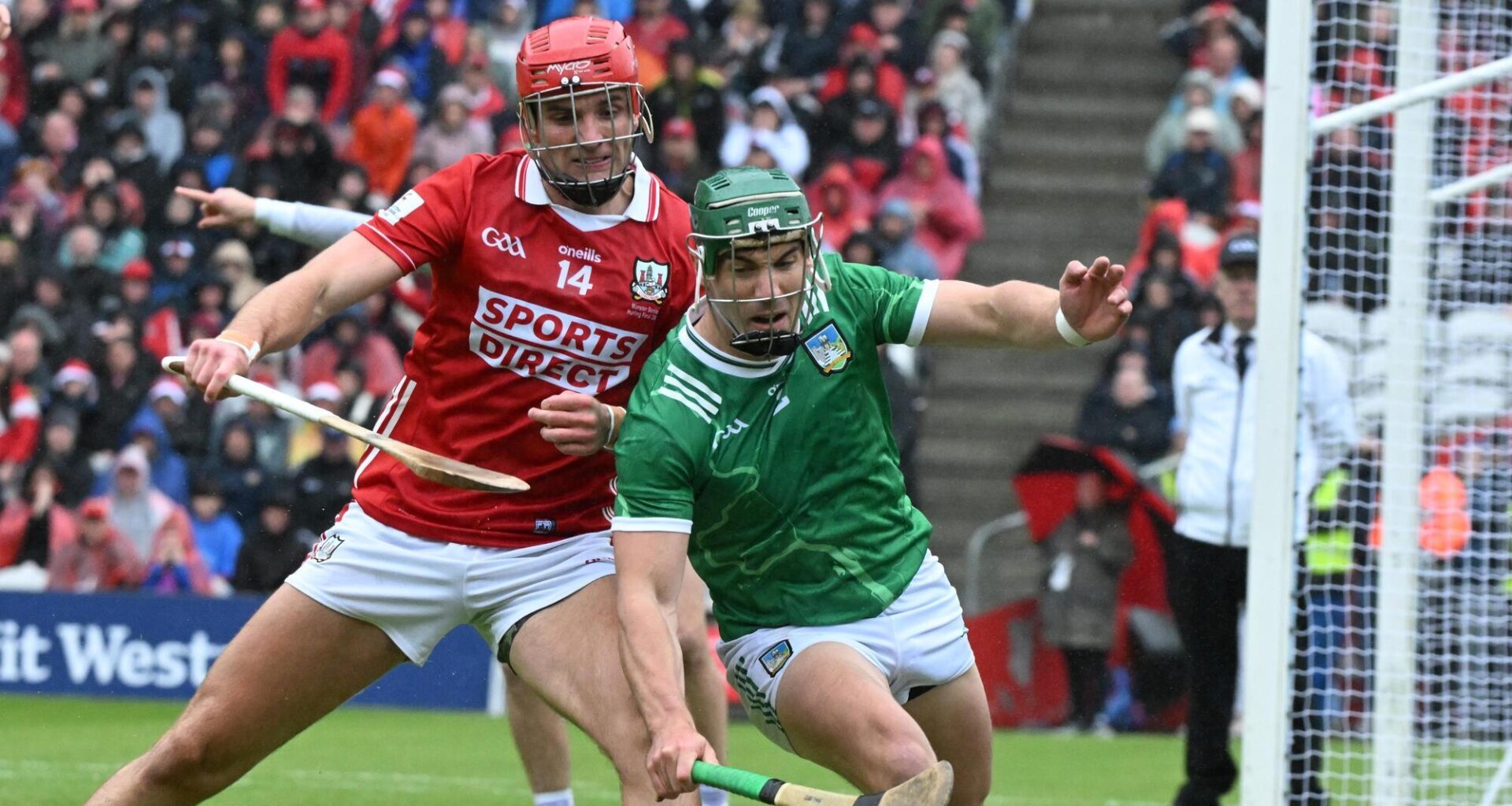 Brian Hayes and Sean Finn in action during the Munster SHC final at Supervalu Pairc Ui Chaoimh on Sunday. Cork vs Limerick. Picture: Larry Cummins