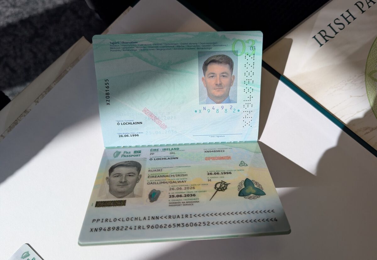A sample of Ireland's new passport, which is being described by the Government as "one of the world's most advanced travel documents". Picture: Cillian Sherlock/PA