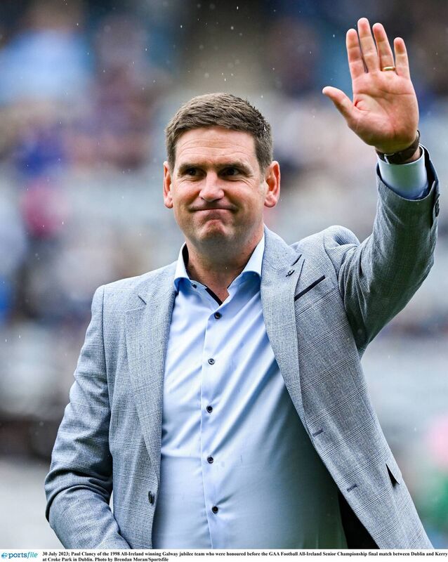 Paul Clancy of the 1998 All-Ireland winning Galway jubilee team who were honoured before the GAA Football All-Ireland Senior Championship final match between Dublin and Kerry at Croke Park in Dublin. Photo by Brendan Moran/Sportsfile