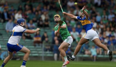 Limerick's Rian Horgan attempts to score a goal in the MHC final. Pic: ©INPHO/Stephen Heaney
