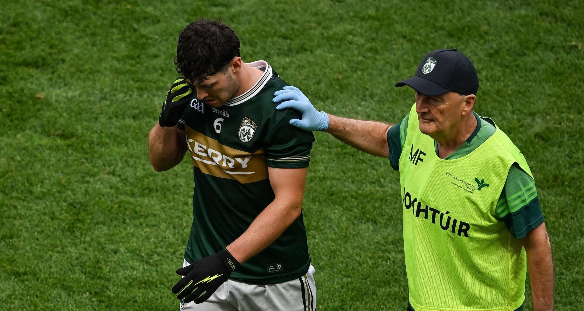 EVER-BREEN: Kerry's Mike Breen leaves the field after picking up an injury against Tyrone. Pic: Sam Barnes/Sportsfile
