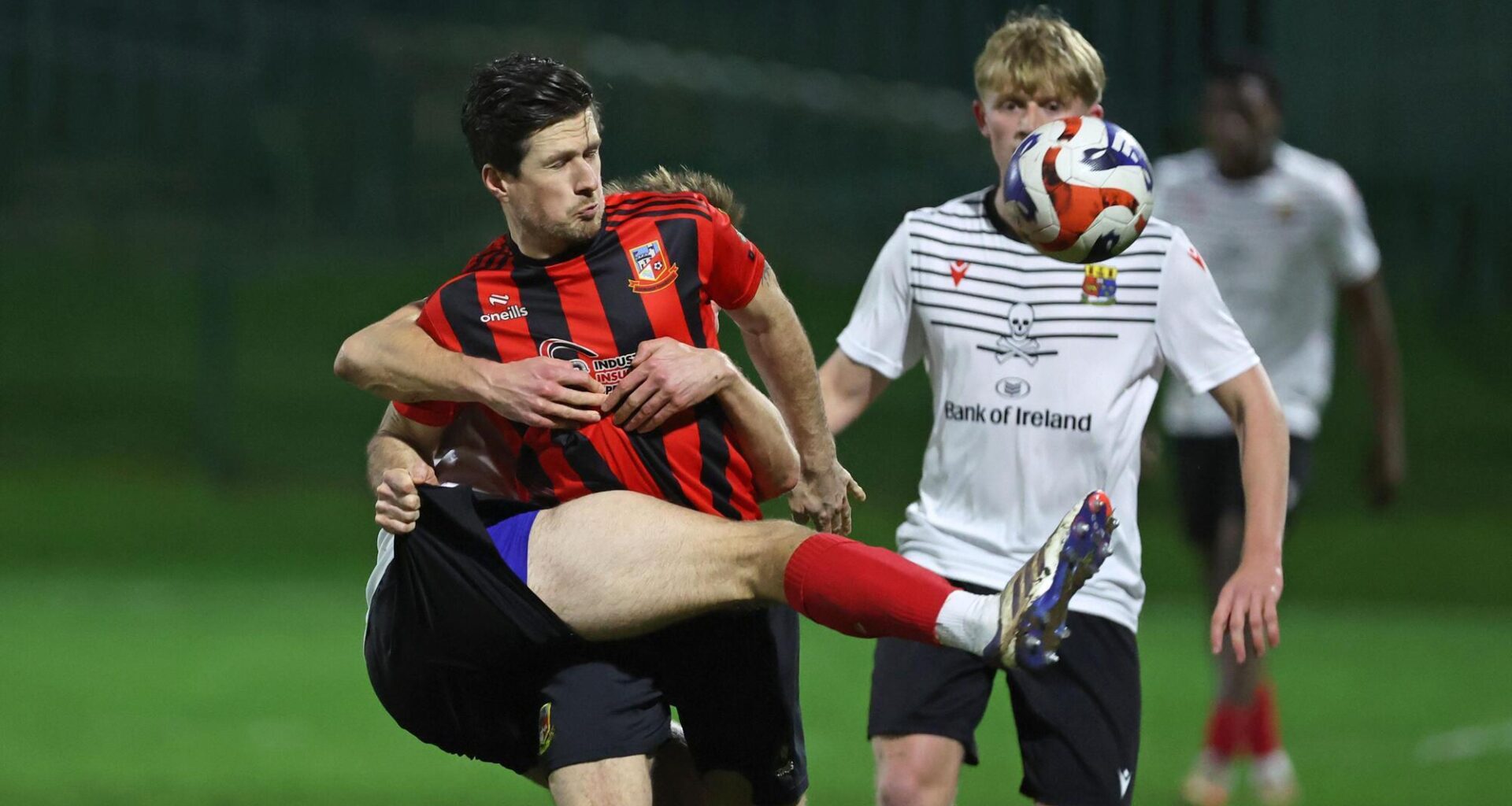 Jack Cairns of Ringmahon Rangers wins the ball during a Munster Senior League clash with UCC. Pic: Jim Coughlan.