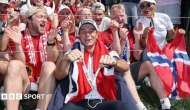 Norway's Viktor Hovland was roared on by World Cup fans