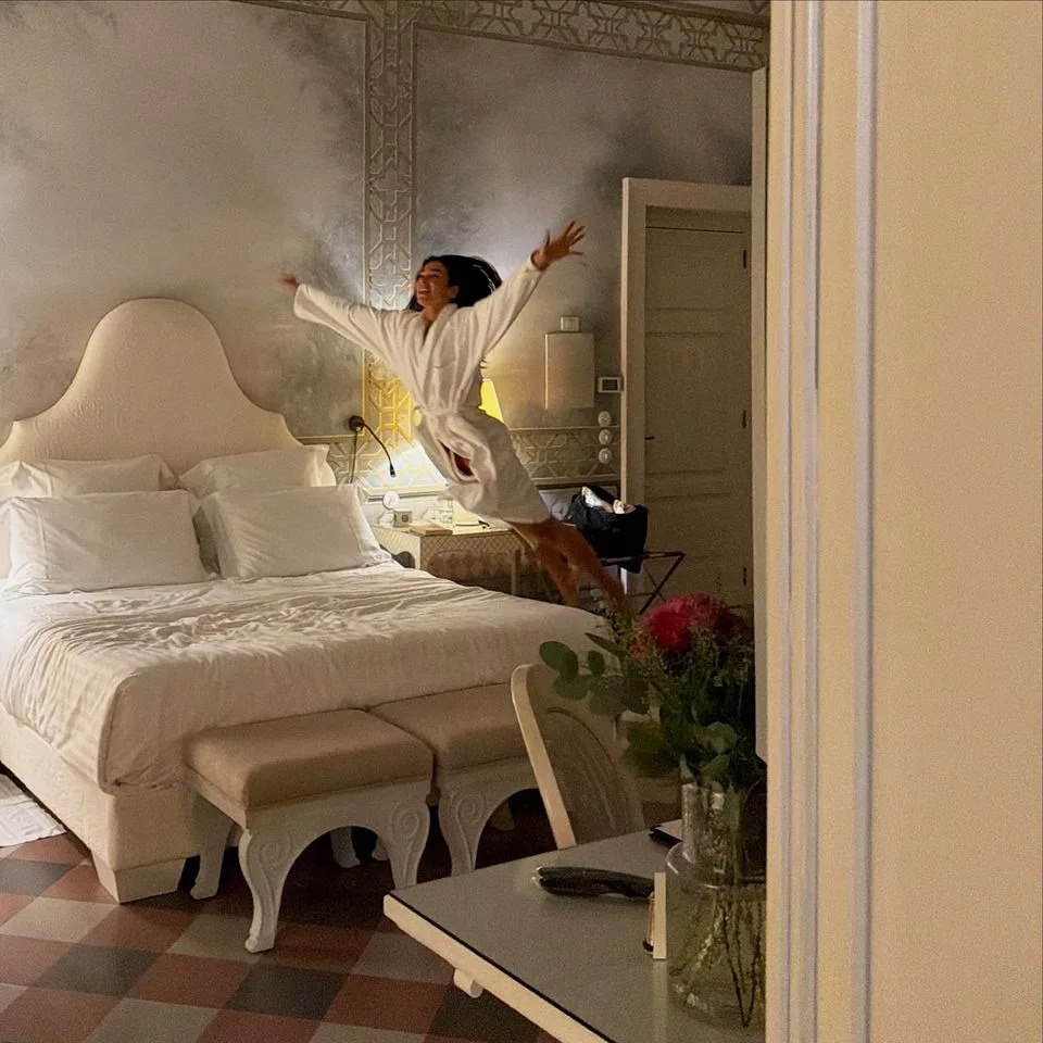 Dua Lipa jumping into bedCredit: Dua Lipa/Instagram
