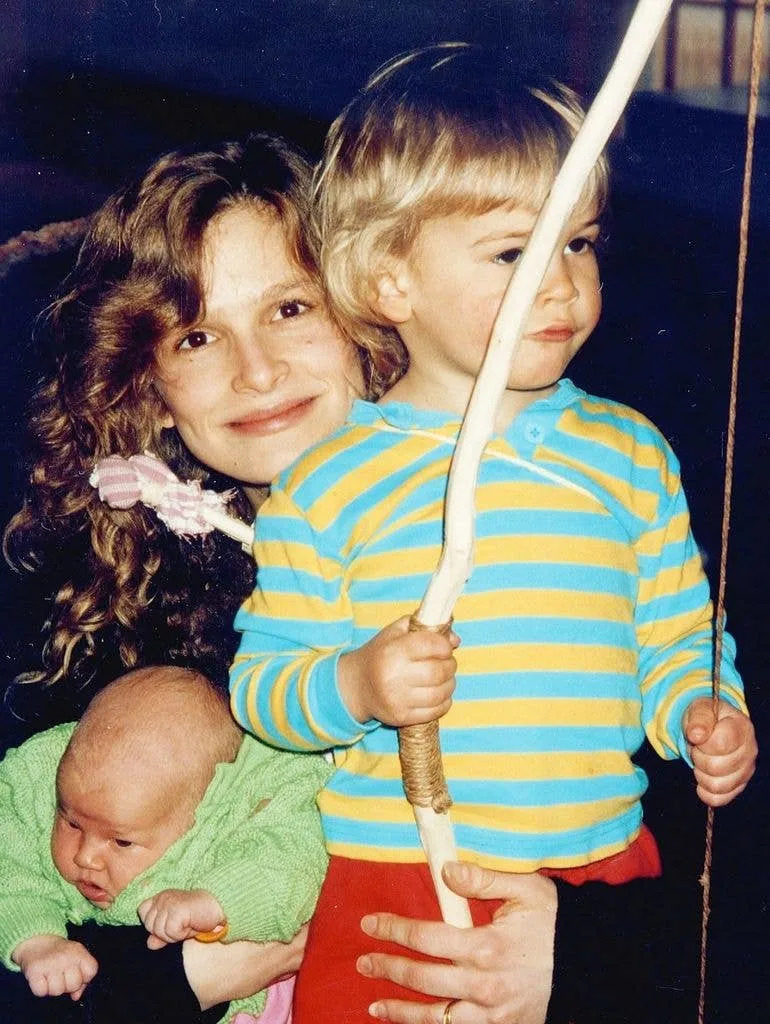 Kyra Sedgwick shared a sweet photo of herself with children Travis as a toddler and Sosie as a baby