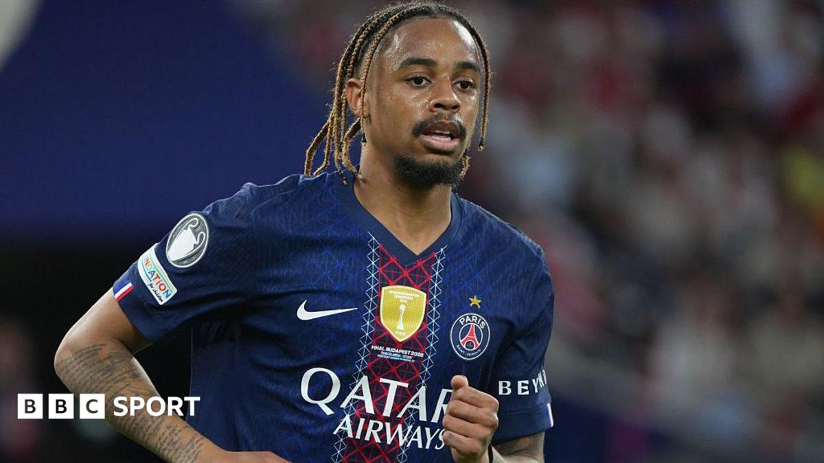 Bradley Barcola playing for Paris St-Germain