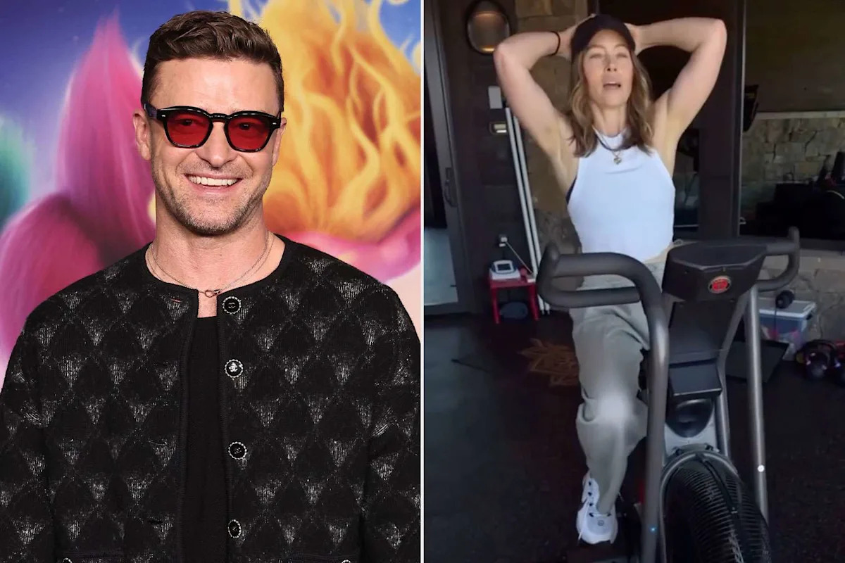 Justin Timberlake Says He's 'Literally Eating Onion Rings' While Wife Jessica Biel Shows Off Intense Workout