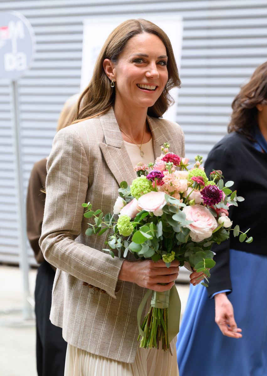 The Princess of Wales in a pleated ivory Jenni Kayne skirt, a subtle but notable nod to a California designer during a European tour.