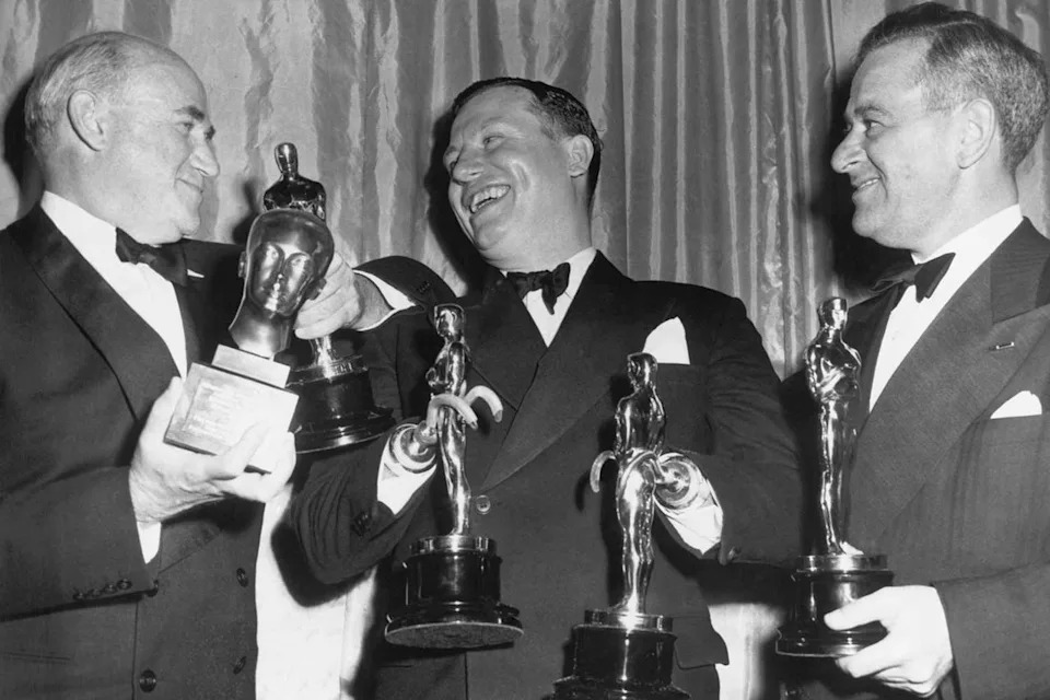 William Wyler (right) holding his Oscar for 'The Best Years of Our Lives' in 1946Credit: Bettmann Archive/Getty
