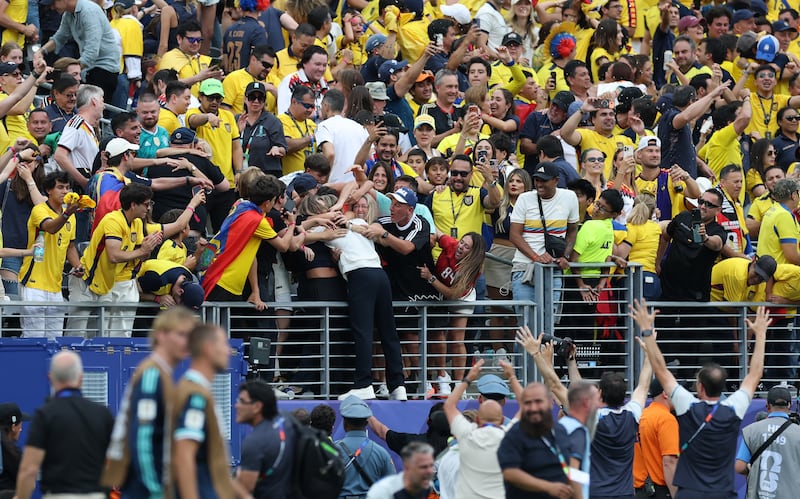 Sebastian Beccacece, head coach of Ecuador, celebrates with the crowd after victory over Germany during a Fifa World Cup 2026 group game. Photograph: Ian MacNicol/Getty Images