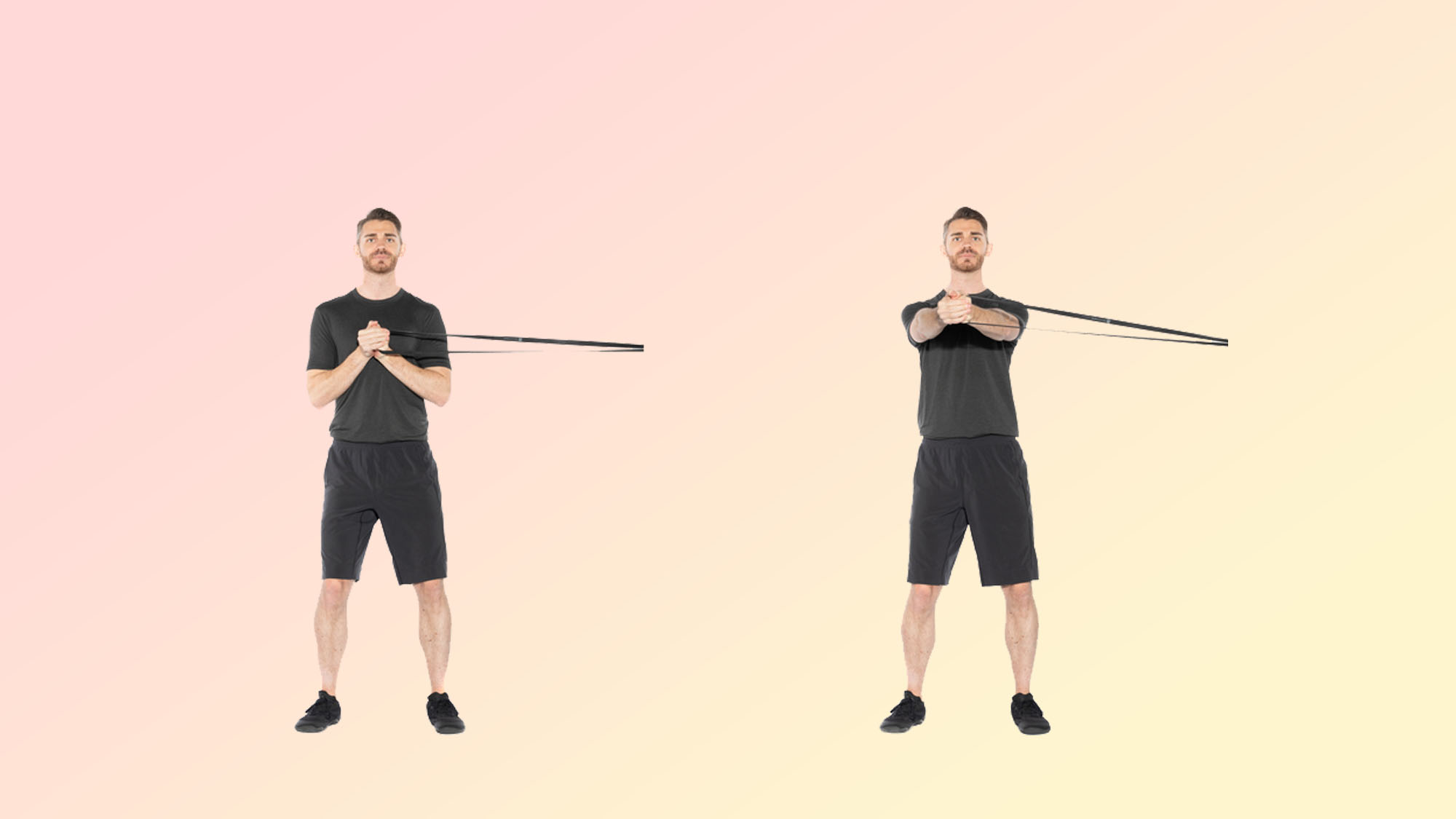 a photo of a man doing a pallof press