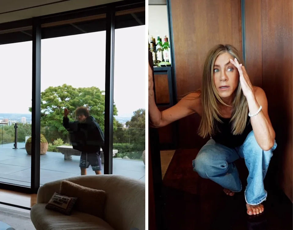 Selena Gomez and Benny Blanco Cause Chaos In Jennifer Aniston's $21 Million L.A. Mansion as Trio Teams Up for Instagram Skit