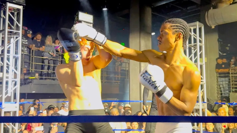 Video showed the 17-year-old holding his own while taking a couple of hits from his opponent. GuessWhoISaw / BACKGRID