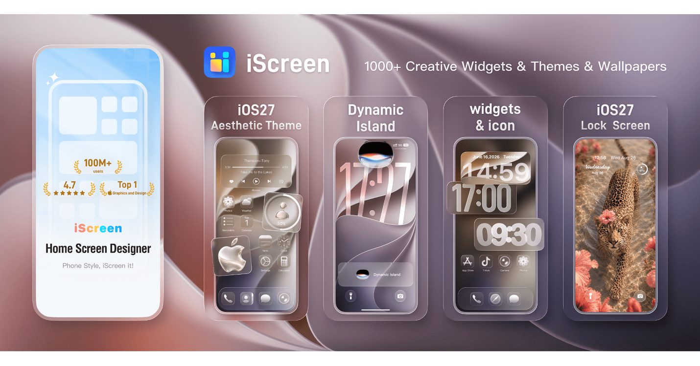 iScreen Introduces Liquid Glass Themes and Advanced Widgets for iOS 27-Style Home Screen Customization