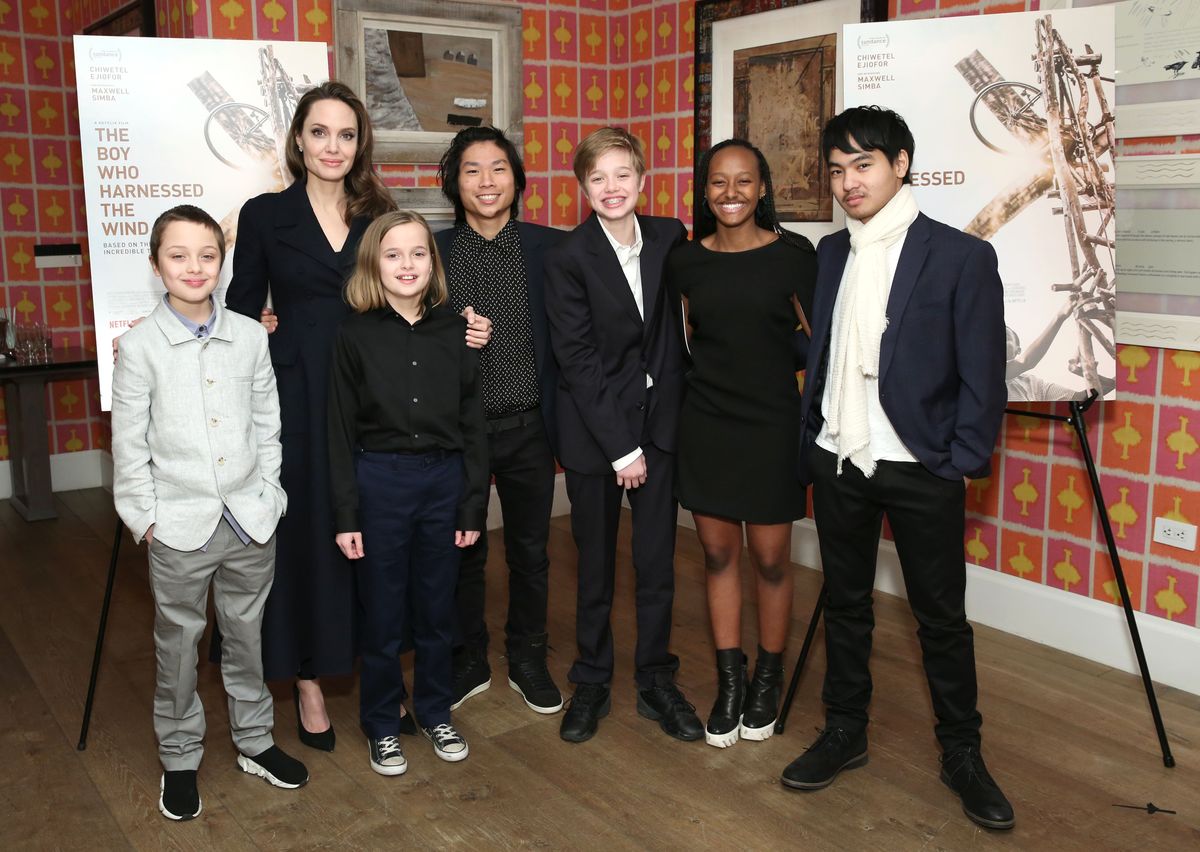 Angelina Jolie with children Knox Leon Jolie-Pitt, Vivienne Marcheline Jolie-Pitt, Pax Thien Jolie-Pitt, Shiloh Nouvel Jolie-Pitt, Zahara Marley Jolie-Pitt and Maddox Chivan Jolie-Pitt