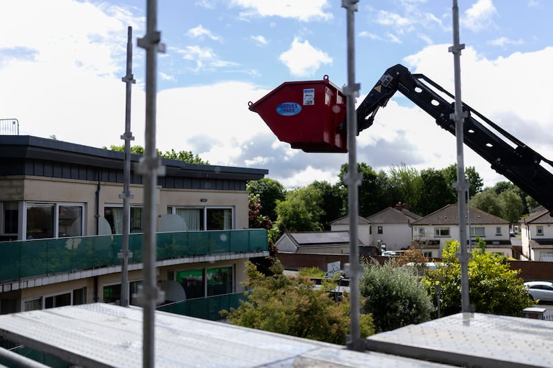 Repair work at the fire-damaged apartments in Auburn Park. Photograph: Chris Maddaloni/The Irish Times