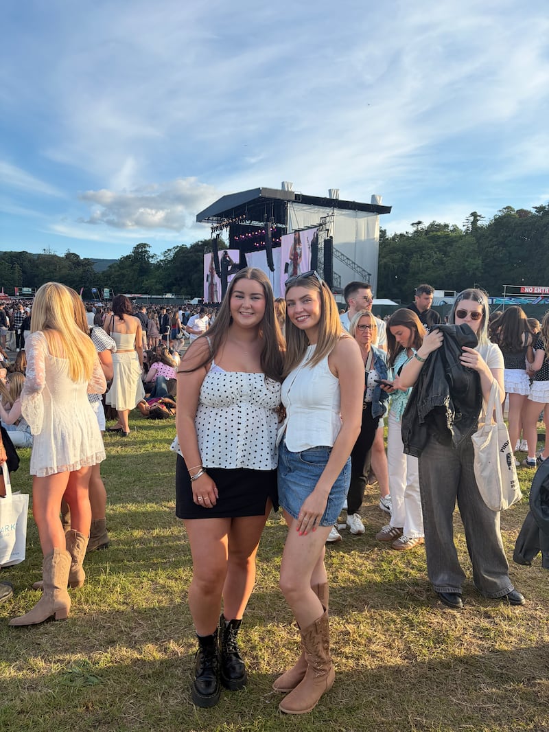 Orlaith Ní Churrain and her friend Holly Quirke at Olivia Dean in Marlay Park on Saturday