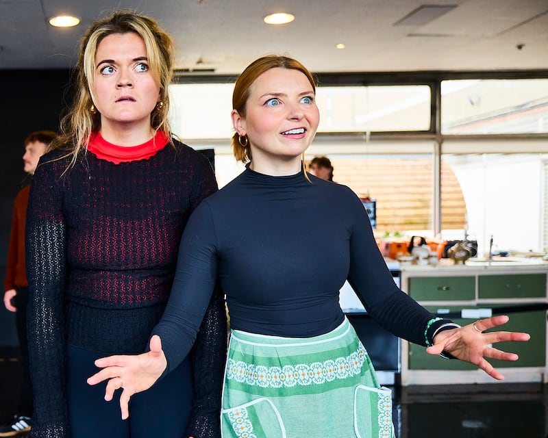 Fionnuala Gygax and Genevieve Hulme-Beaman in rehearsals at the Abbey Theatre for The Whiteheaded Boy. Photo: Pato Cassinoni
