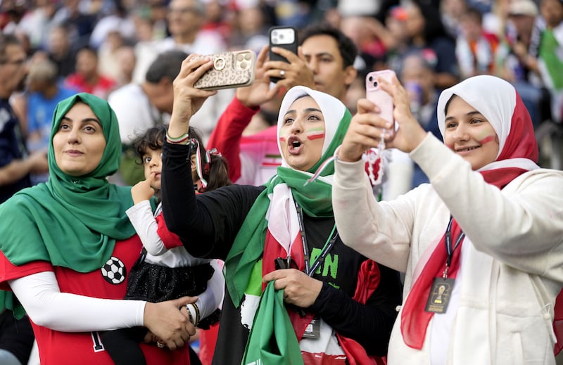 Iran supporters cheer before the World Cup group game between Egypt and Iran in Seattle. Photograph: EPA