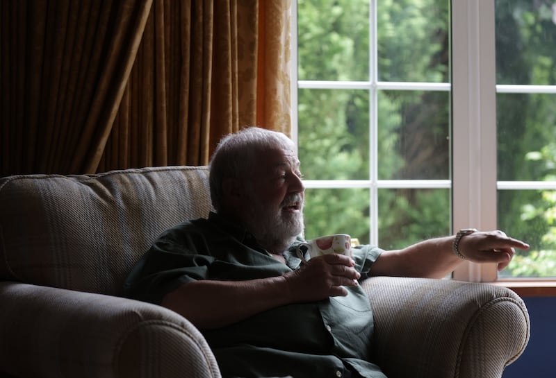 Ivan Martin and his son James speaks to The Irish News.
PICTURES: COLM LENAGHAN