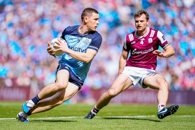 Con O’Callaghan of Dublin in action against Liam Silke of Galway. Photograph: James Lawlor/Inpho