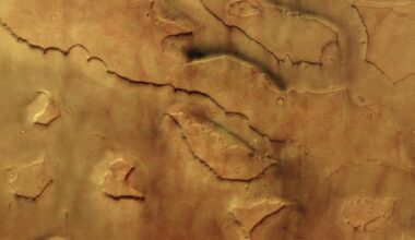 This image from ESA’s Mars Express shows part of Mamers Valles captures tens of small dust devils. Credit: ESA/DLR/FU Berlin