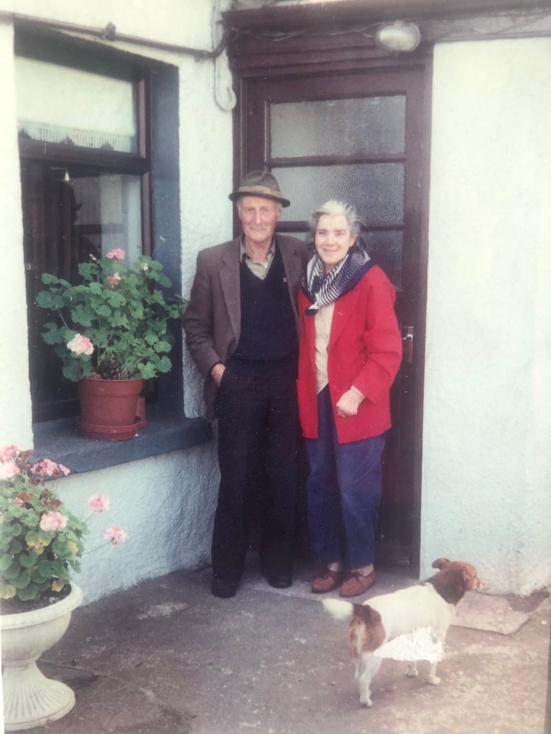 Jamie O'Connell's grandparents, Tom and Nora O'Connell, pictured at the door of their home, Ashgrove Cottage