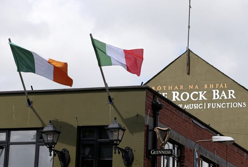 The Rock Bar in west Belfast showing its colours for Italy. Picture by Mal McCann 