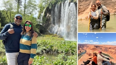 The Indian couple, Yogesh and Seema, who retired in their 40s to travel the world. (Yogesh and Seema)