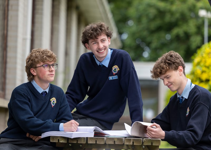 Ruadhán Ó’Meachair, Alan Murphy and Daragh Worthington from Ardscoil Rís Secondary School on Griffith Avenue. Photograph: Tom Honan/The Irish Times