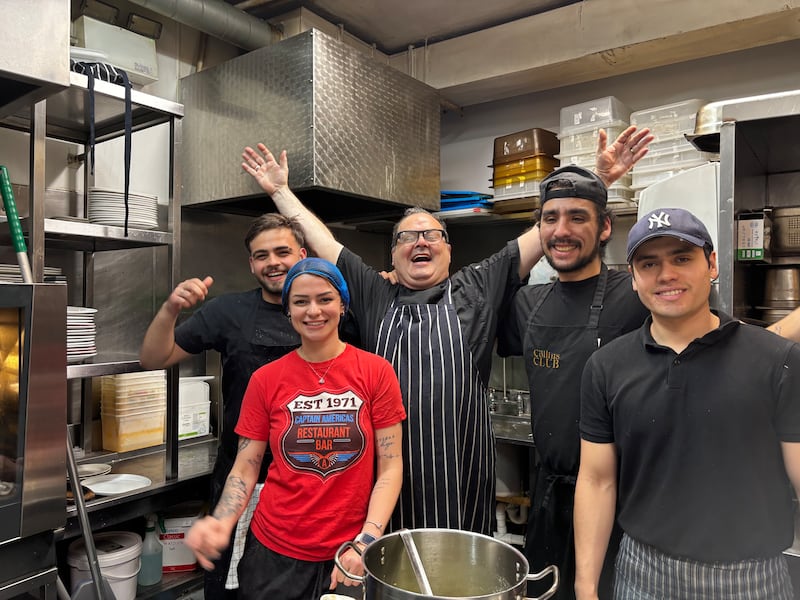 Head chef Darren McQuarrie with kitchen staff at work in  Captain Americas. Photograph: The Irish Times