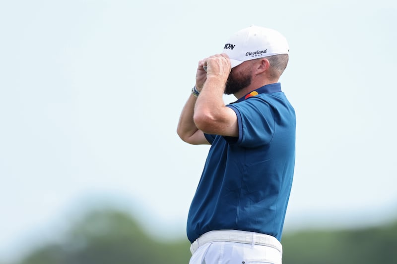 Shane Lowry reacts on the first green during the second round of the US Open at Shinnecock Hills. Photograph: Warren Little/Getty Images